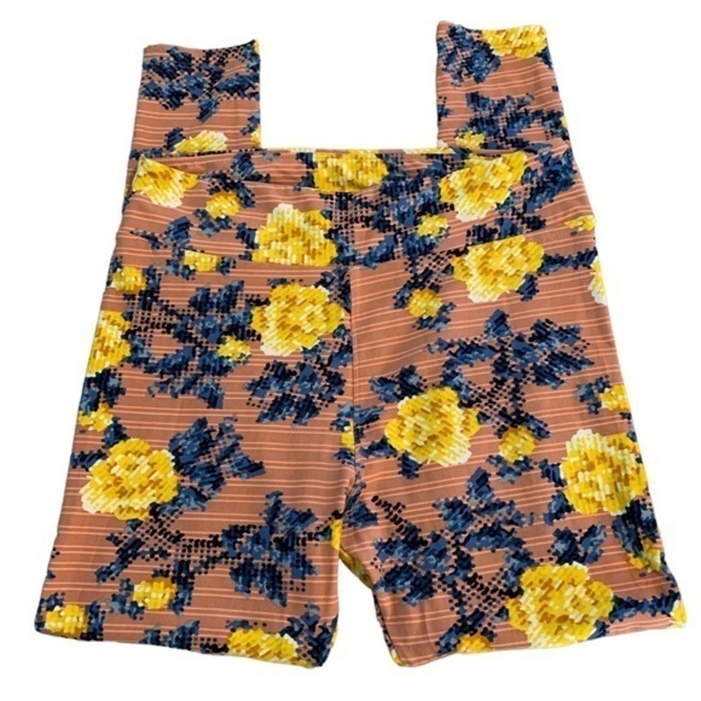 Women's Lularoe Floral Roses Mauve Pink Blue Yellow Orange Roses Leggings SZ O/S